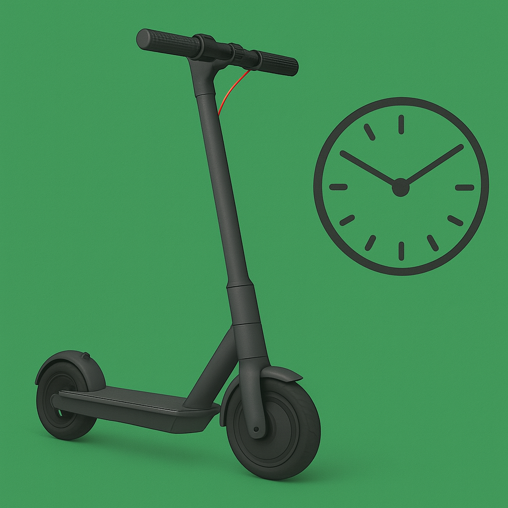 trottinette électrique et horloge analogique